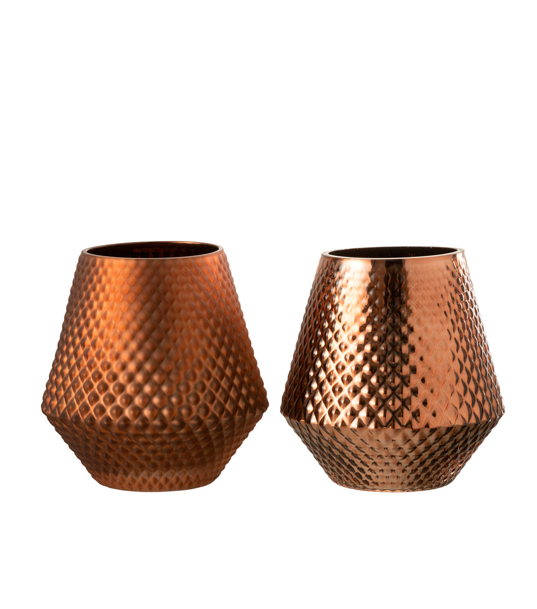 Kupfer Medium | WallHaus Sortiert | Cari Teelichthalter Glas 2 Kerzenhalter